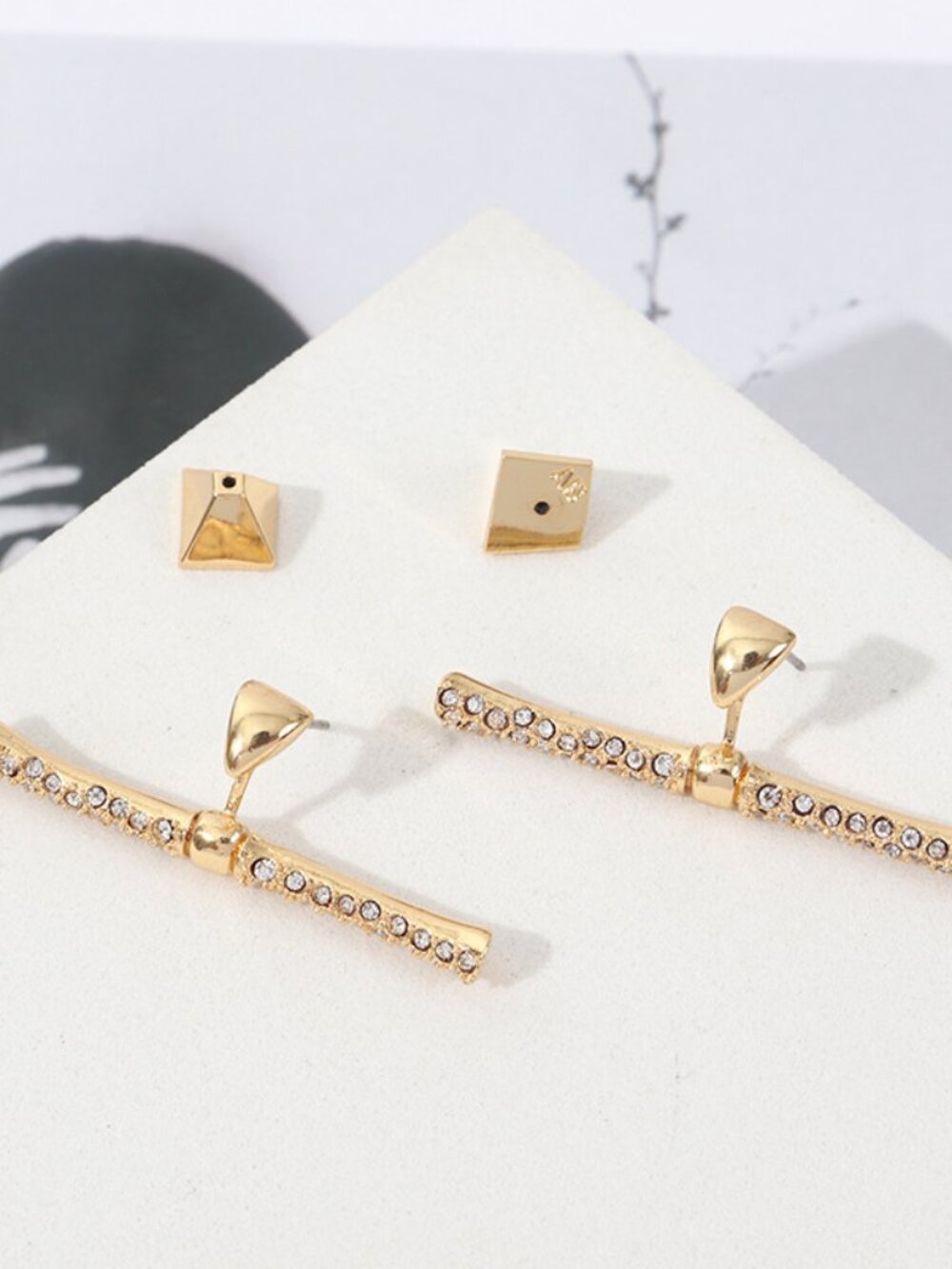 Alexis Bittar Pav�� Bar T-Shaped Stud Earrings